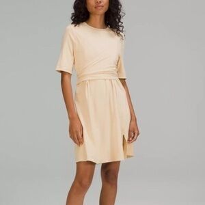 LULULEMON Cotton Wrap-Front T-Shirt Dress yellow
